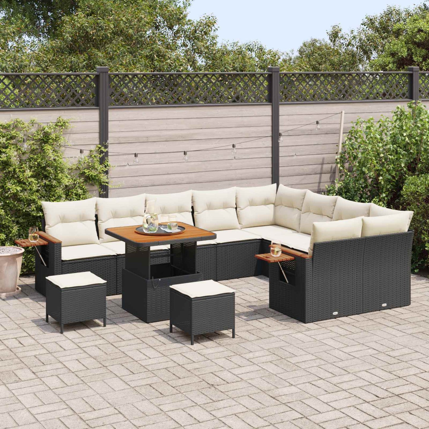 Set Divano da Giardino 12 pcs Nero polyrattan | homemem39