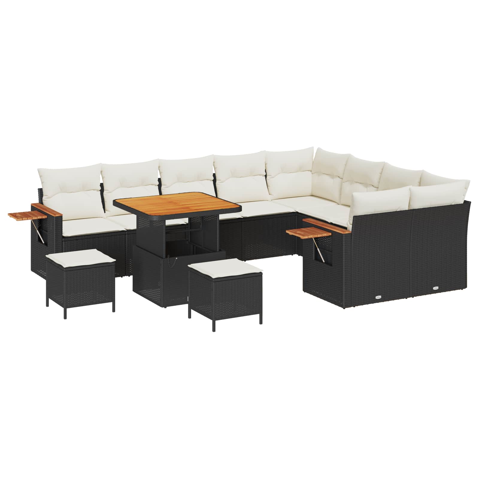 Set Divano da Giardino 12 pcs Nero polyrattan | homemem39
