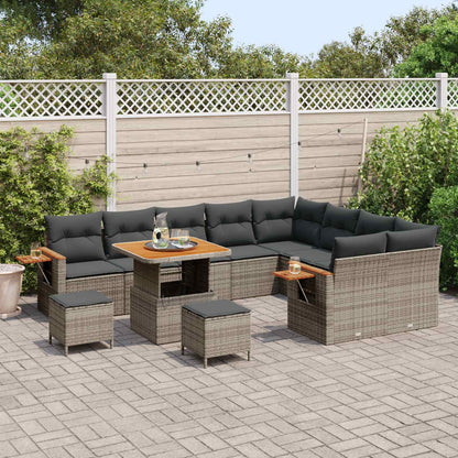 Set Divano da Giardino 12 pcs Grigio polyrattan | homemem39