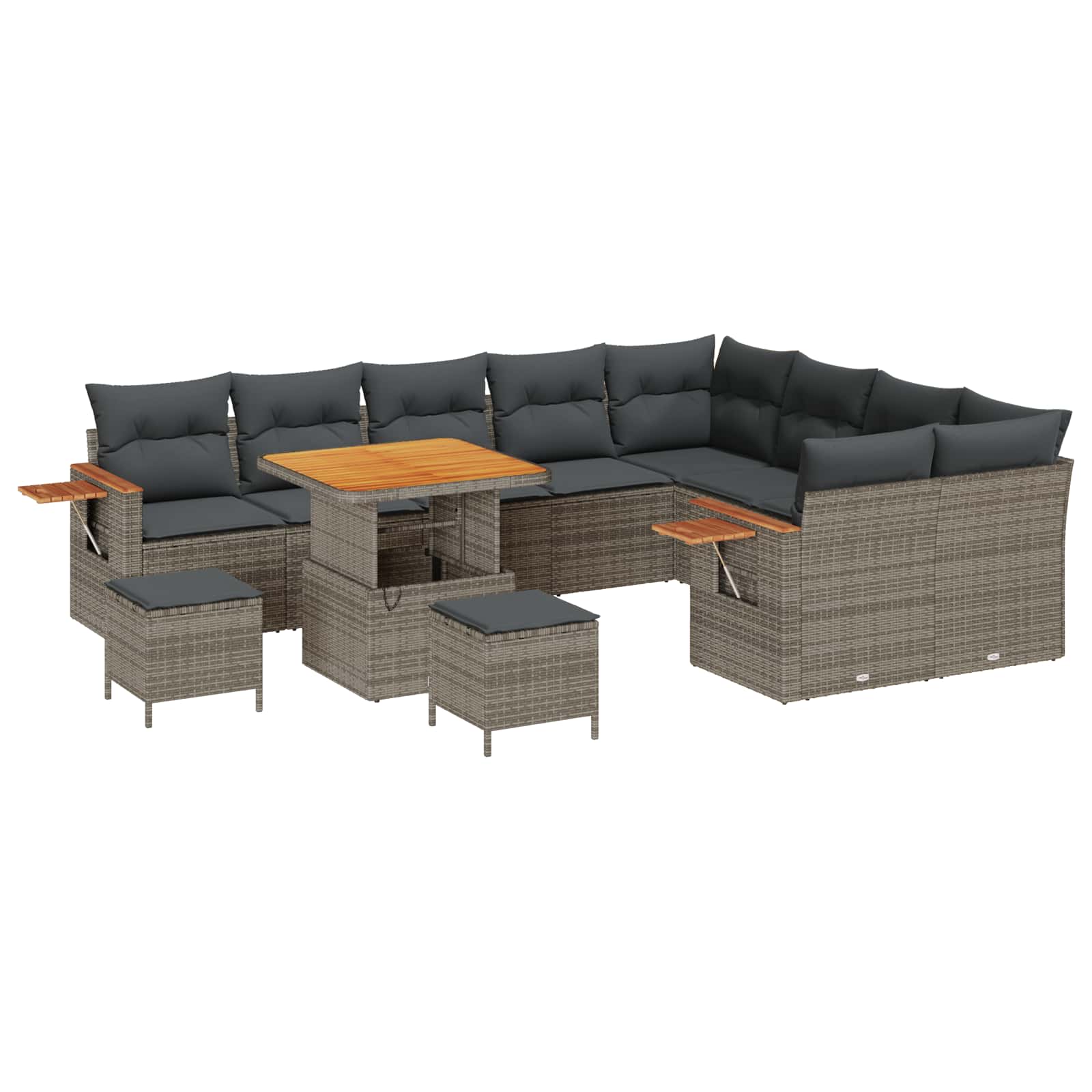 Set Divano da Giardino 12 pcs Grigio polyrattan | homemem39