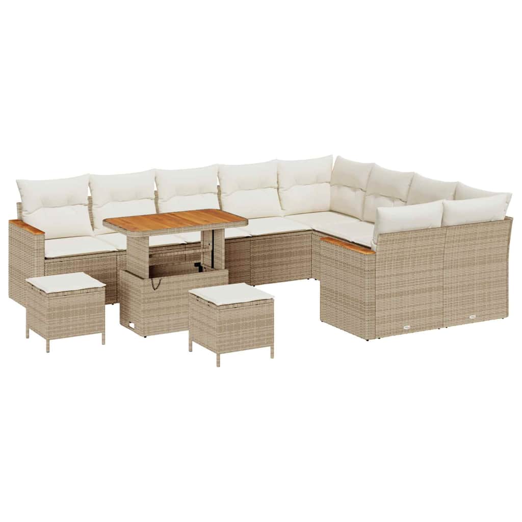 Set Divano da Giardino con cuscino 12 pcs Beige Poly Rattan - homemem39