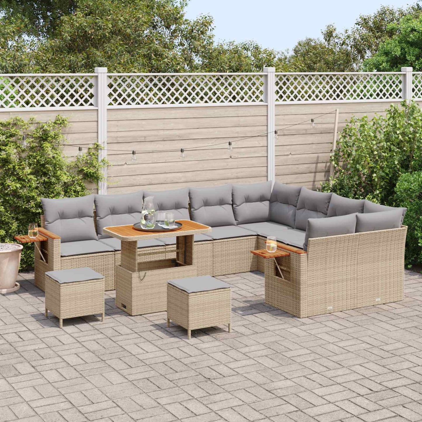 Set Divano da Giardino 12 pcs Beige polyrattan | homemem39