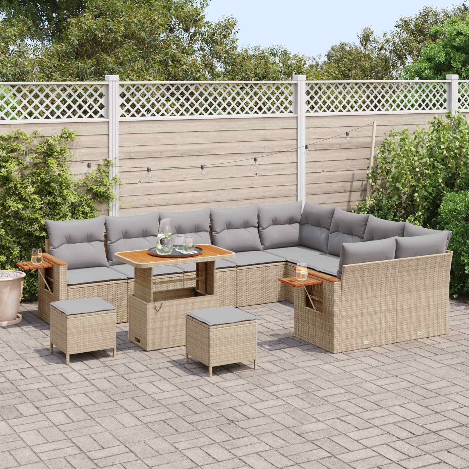 Set Divano da Giardino 12 pcs Beige polyrattan | homemem39
