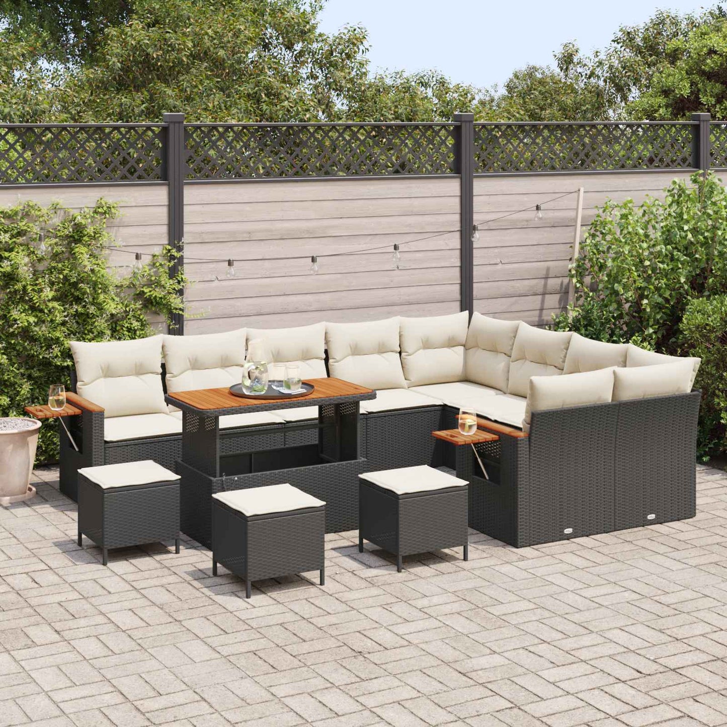 Set Divano da Giardino 13 pcs Nero polyrattan | homemem39