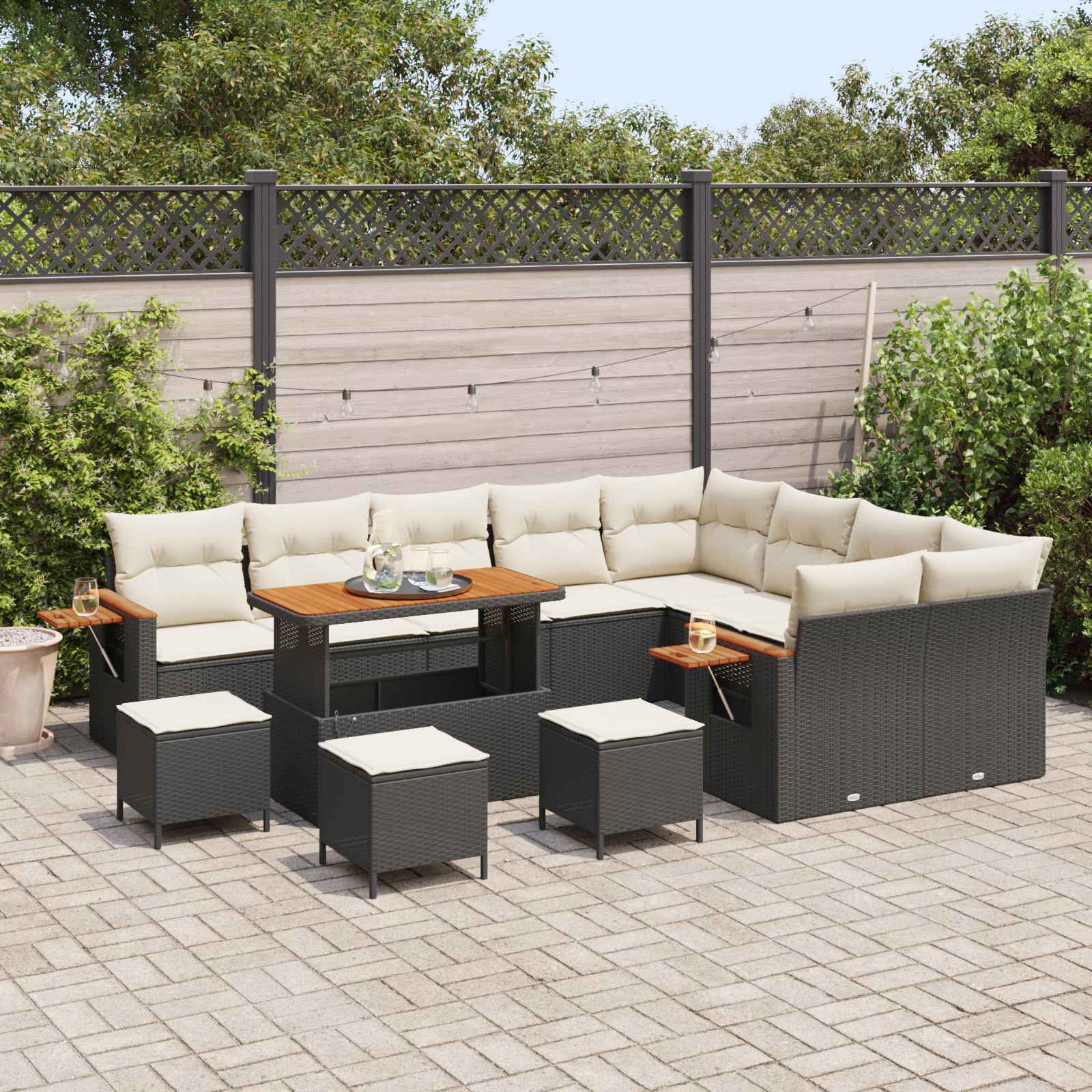 Set Divano da Giardino 13 pcs Nero polyrattan | homemem39