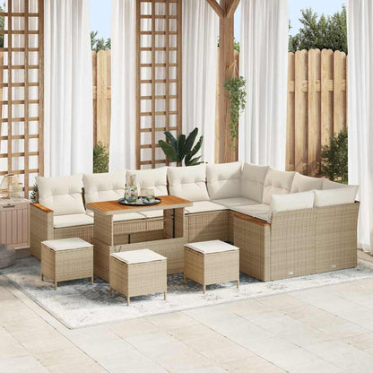 Set Divano da Giardino con cuscino 13 pcs Beige Poly Rattan - homemem39