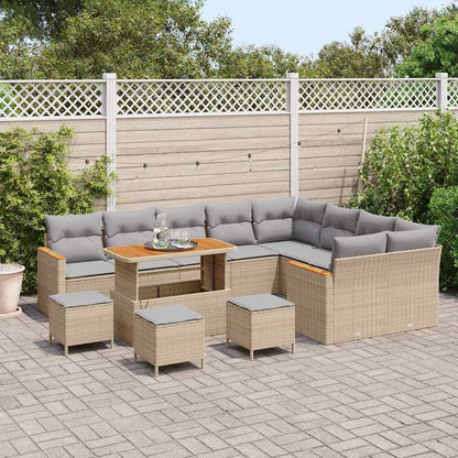 Set Divano da Giardino con cuscino 13 pcs Beige Poly Rattan - homemem39