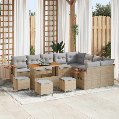 Set Divano da Giardino 13 pcs Beige polyrattan | homemem39