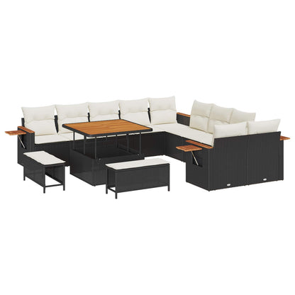 Set Divano da Giardino 13 pcs Nero polyrattan | homemem39