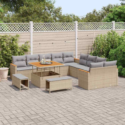 Set Divano da Giardino con cuscino 13 pcs Beige Poly Rattan - homemem39