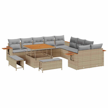 Set Divano da Giardino 13 pcs Beige polyrattan | homemem39