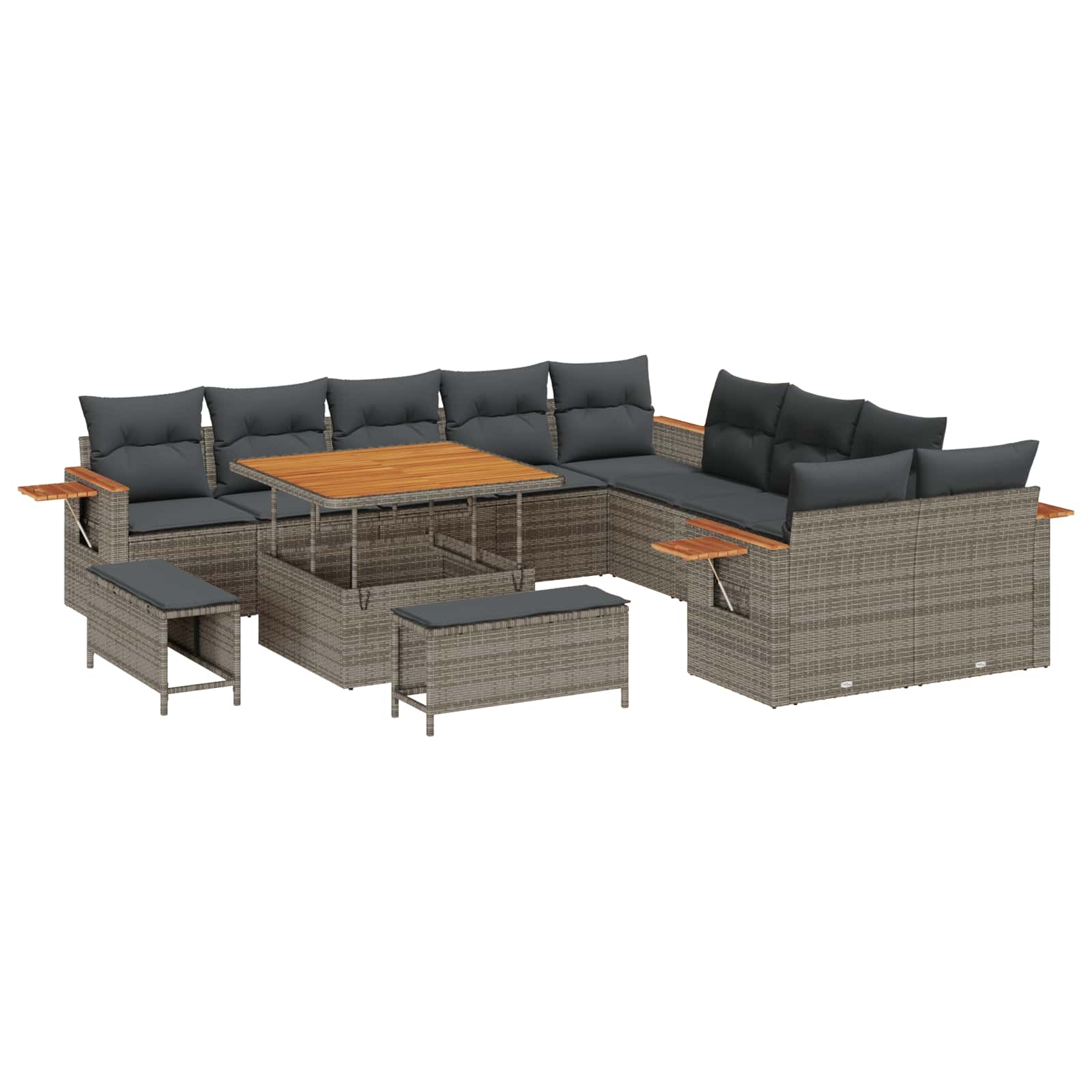 Set Divano da Giardino 13 pcs Grigio polyrattan | homemem39
