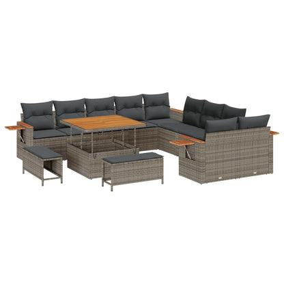 Set Divano da Giardino 13 pcs Grigio polyrattan | homemem39