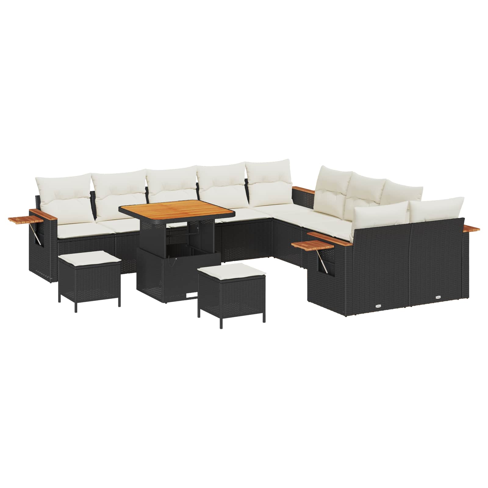 Set Divano da Giardino 13 pcs Nero polyrattan | homemem39