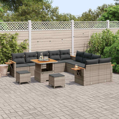 Set Divano da Giardino 13 pcs Grigio polyrattan | homemem39