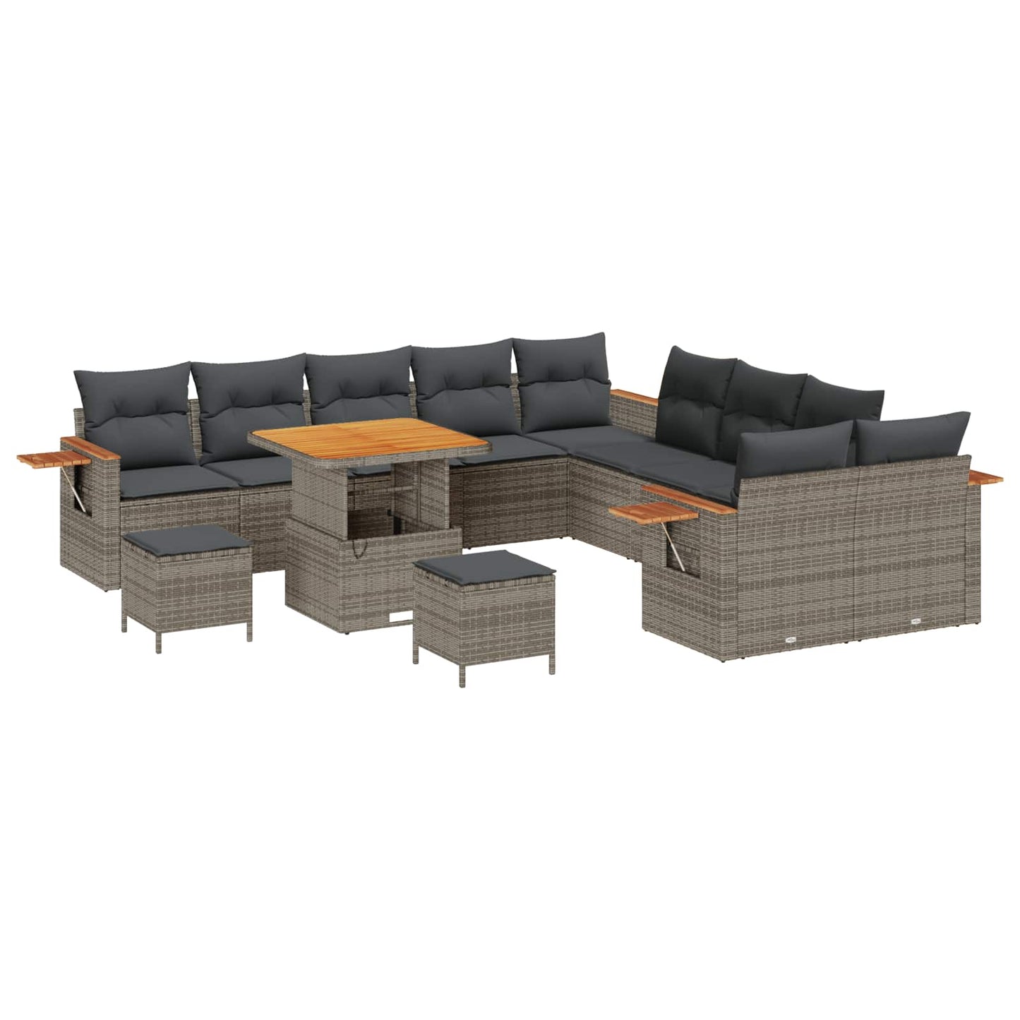 Set Divano da Giardino 13 pcs Grigio polyrattan | homemem39