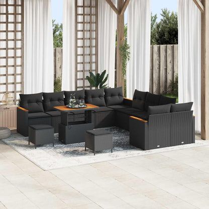 Set Divano da Giardino 13 pcs Nero polyrattan
