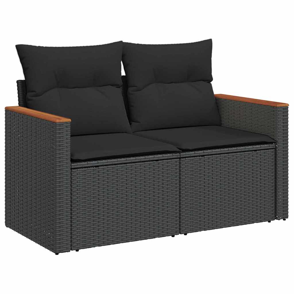 Set Divano da Giardino con cuscino 13 pcs Nero Poly Rattan