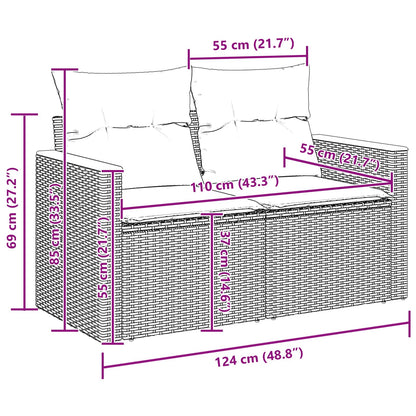 Set Divano da Giardino con cuscino 13 pcs Nero Poly Rattan