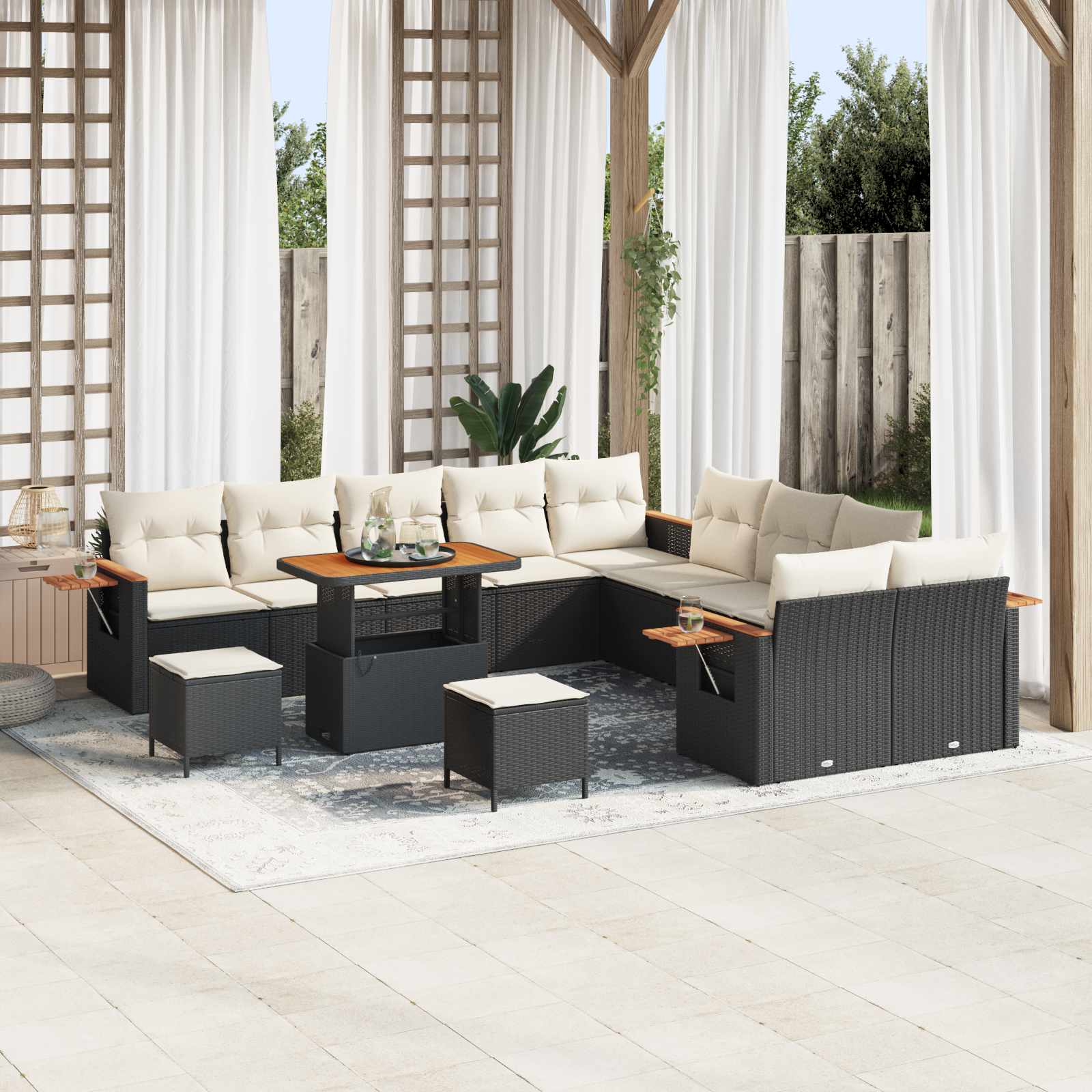 Set Divano da Giardino 13 pcs Nero polyrattan | homemem39