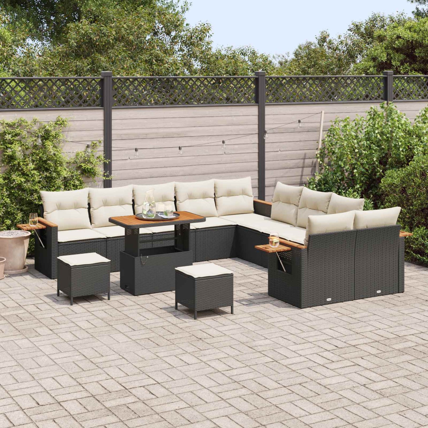 Set Divano da Giardino 13 pcs Nero polyrattan | homemem39