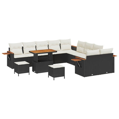 Set Divano da Giardino 13 pcs Nero polyrattan | homemem39