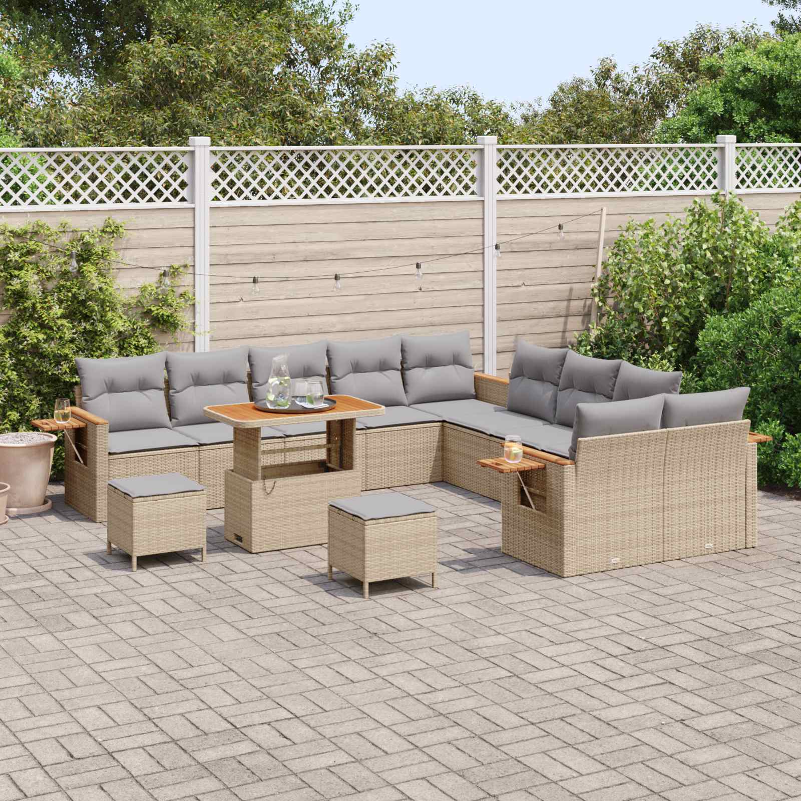 Set Divano da Giardino 13 pcs Beige polyrattan | homemem39