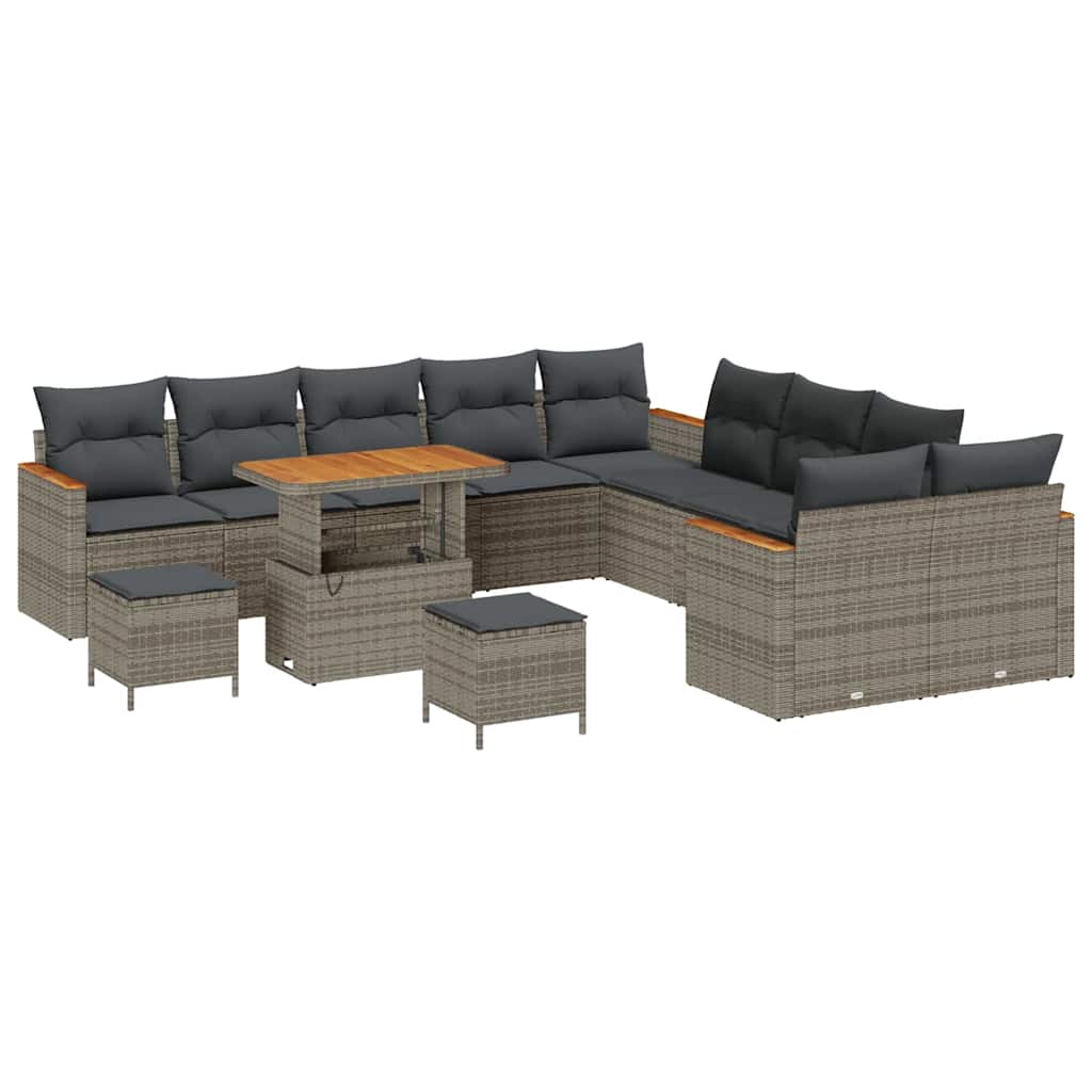Set Divano da Giardino con cuscino 13 pcs Grigio Poly Rattan - homemem39