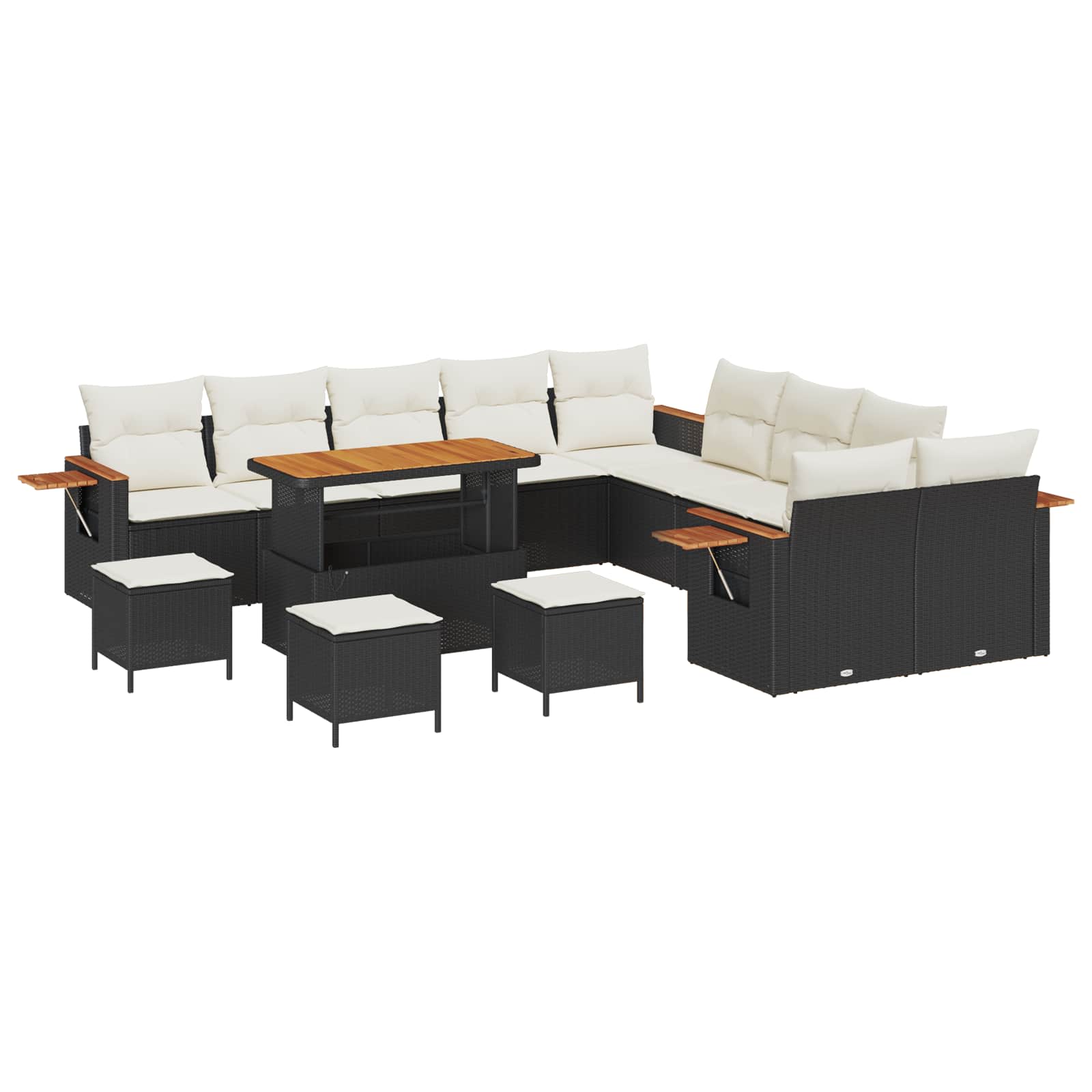 Set Divano da Giardino 14 pcs Nero polyrattan | homemem39