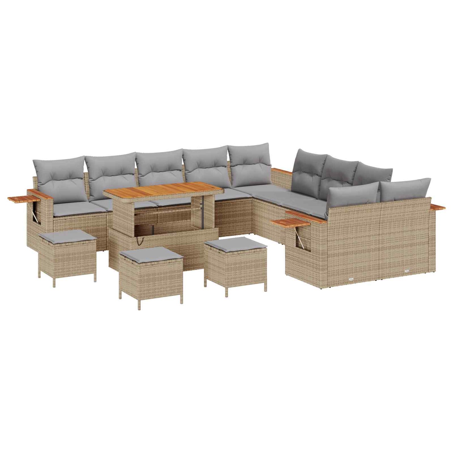 Set Divano da Giardino 14 pcs Beige polyrattan | homemem39