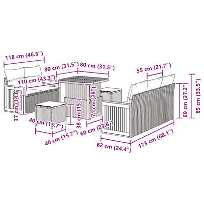 Set Divano da Giardino 8 pz 8-Numero di posti Beige e Crema | homemem39