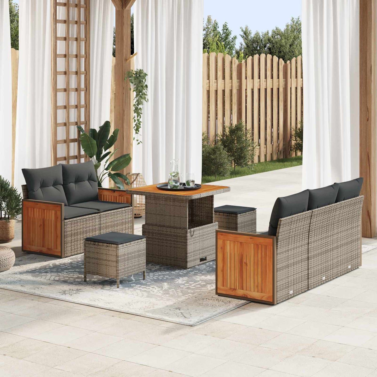 Set Divano da Giardino con cuscino 8 pcs Grigio