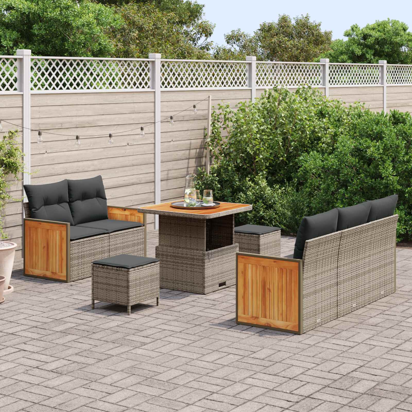 Set Divano da Giardino con cuscino 8 pcs Grigio | homemem39
