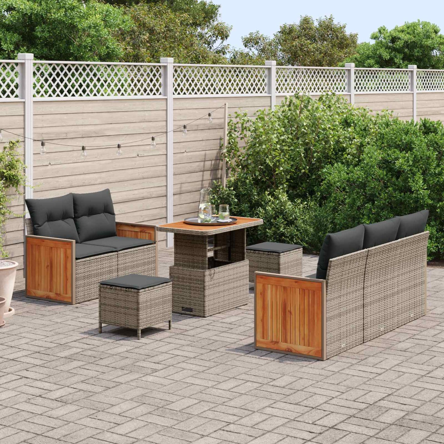 Set Divano da Giardino con cuscino 8 pcs Grigio | homemem39