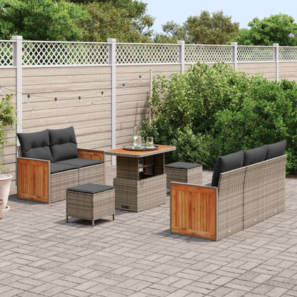 Set Divano da Giardino con cuscino 8 pcs Grigio | homemem39