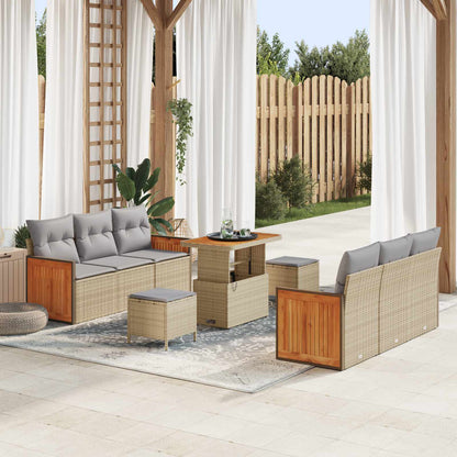 Set Divano da Giardino 9 pz 8-Numero di posti