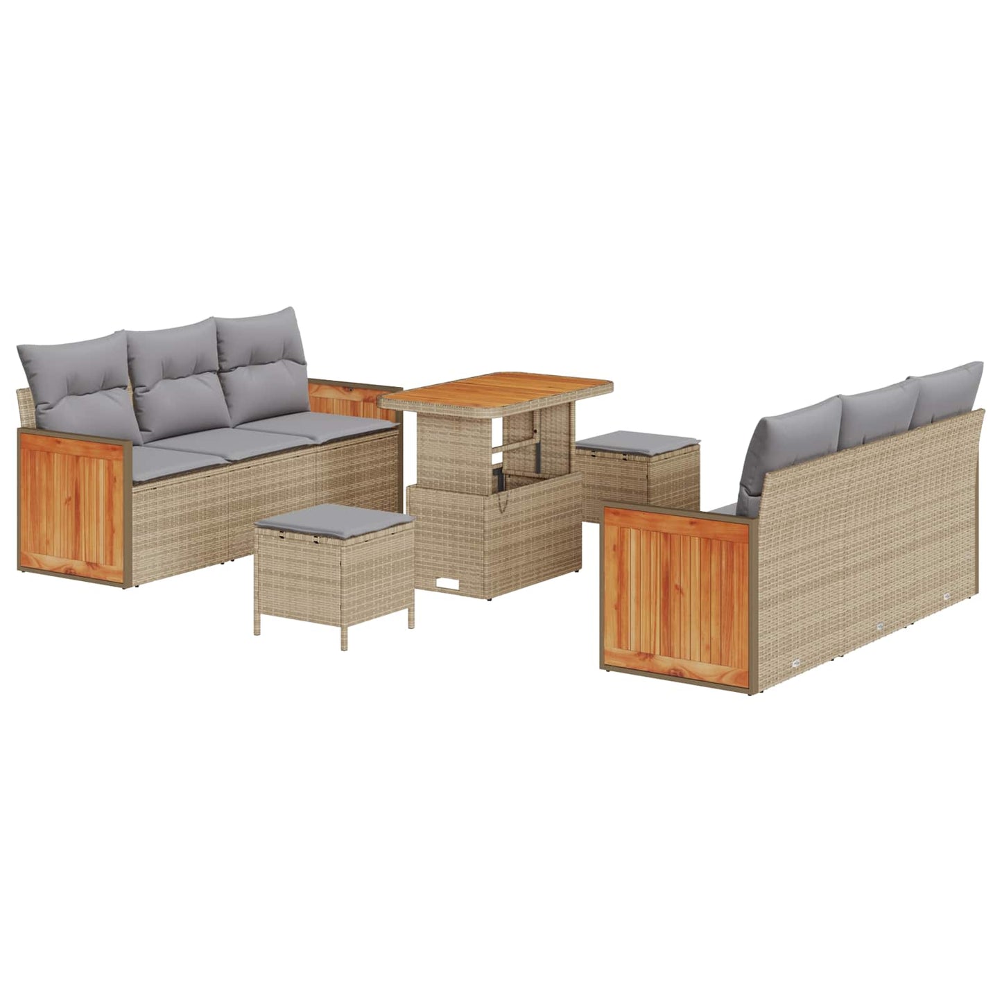 Set Divano da Giardino 9 pz 8-Numero di posti