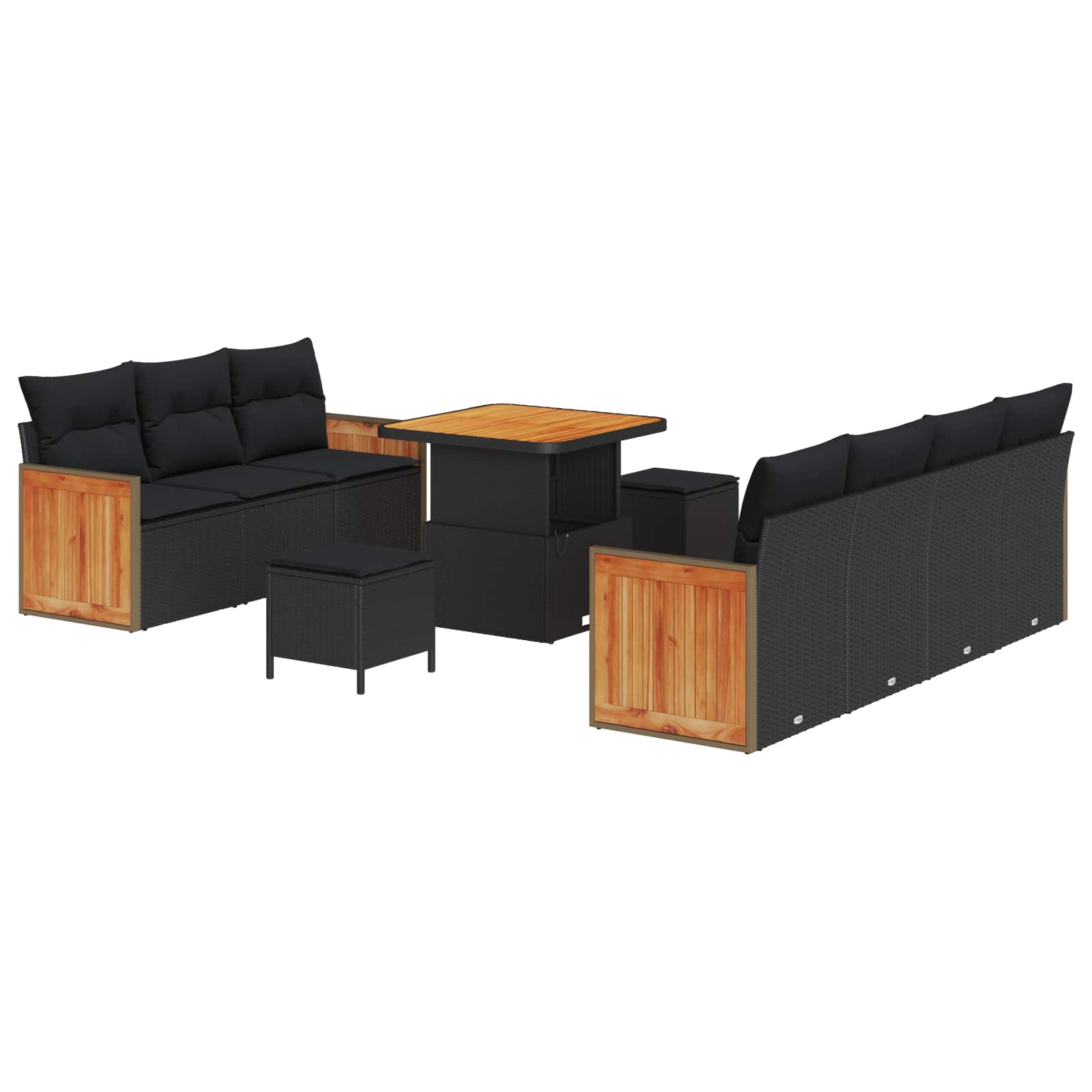 Set Divano da Giardino con cuscino 10 pcs Nero | homemem39