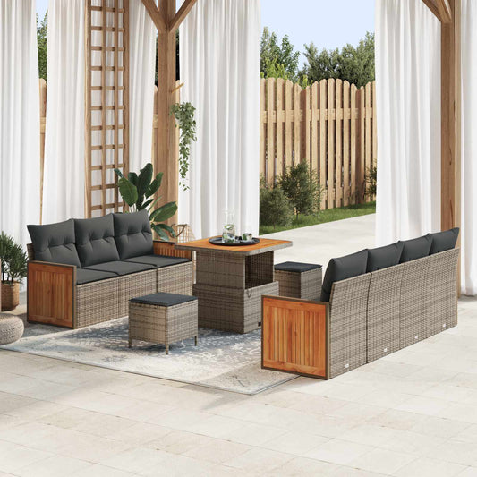 Set Divano da Giardino con cuscino 10 pcs Grigio