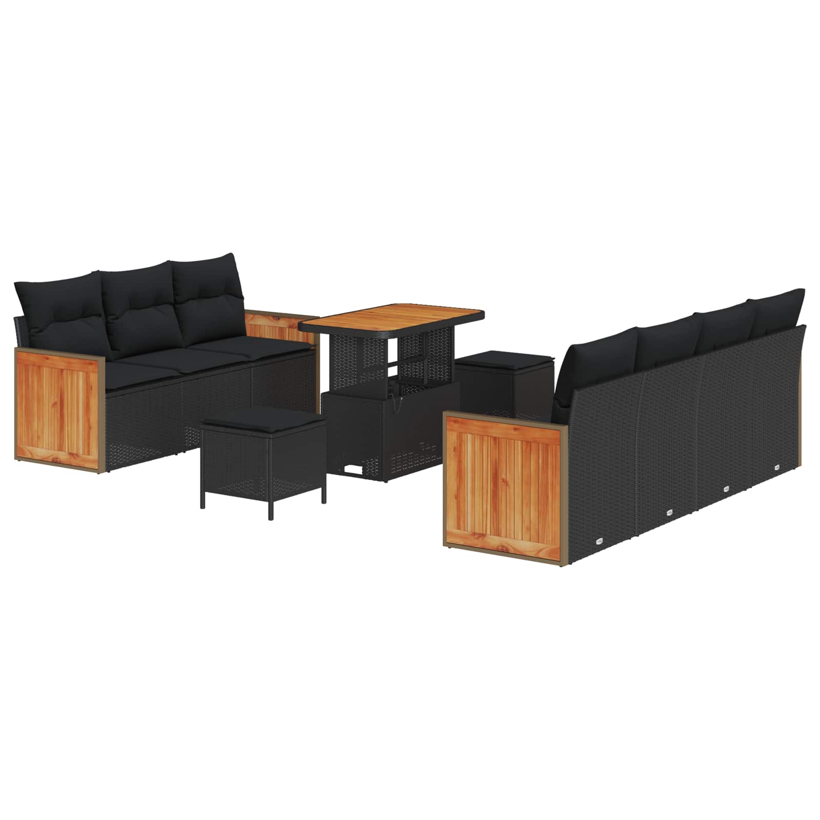 Set Divano da Giardino con cuscino 10 pcs Nero | homemem39