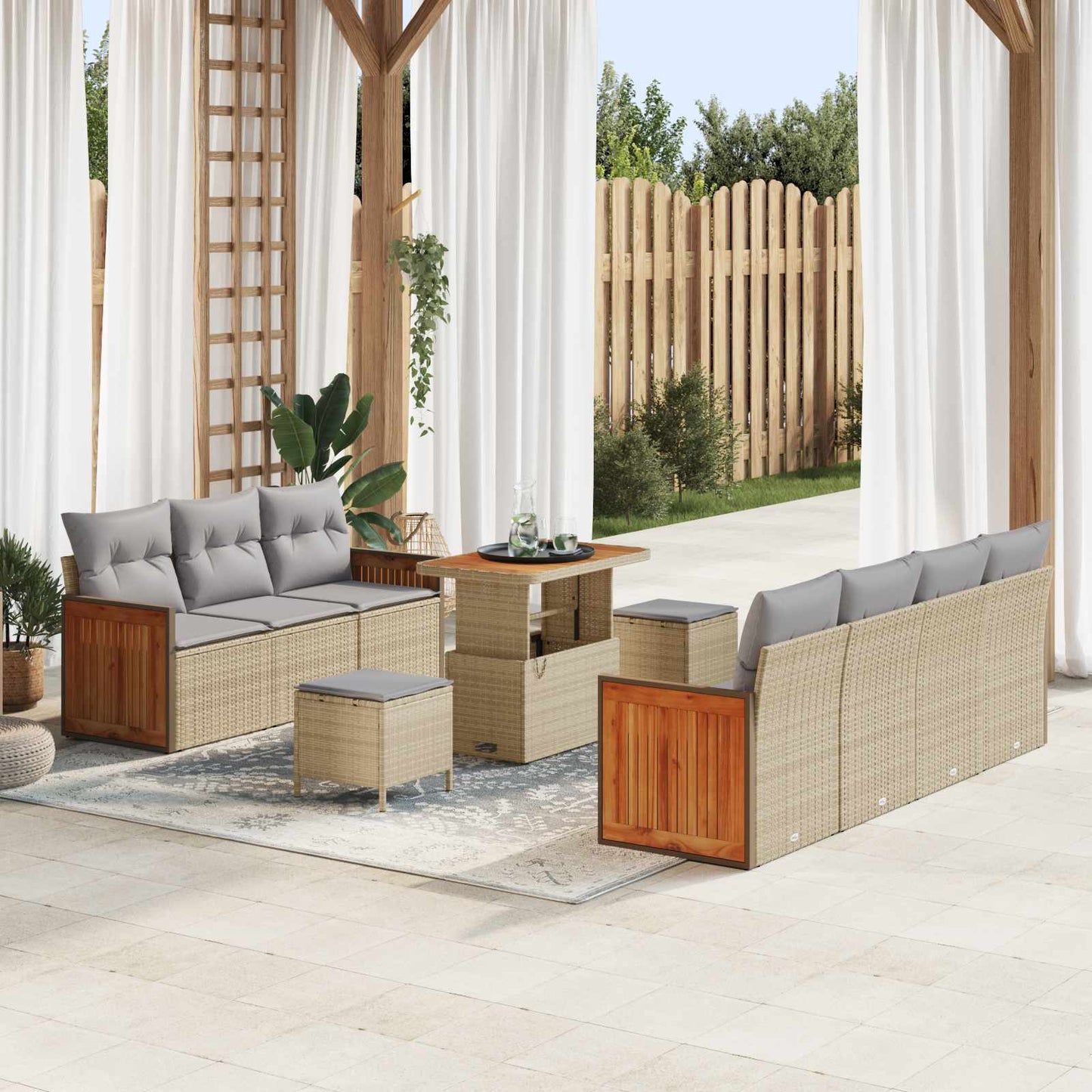 Set Divano da Giardino 10 pz 9-Numero di posti