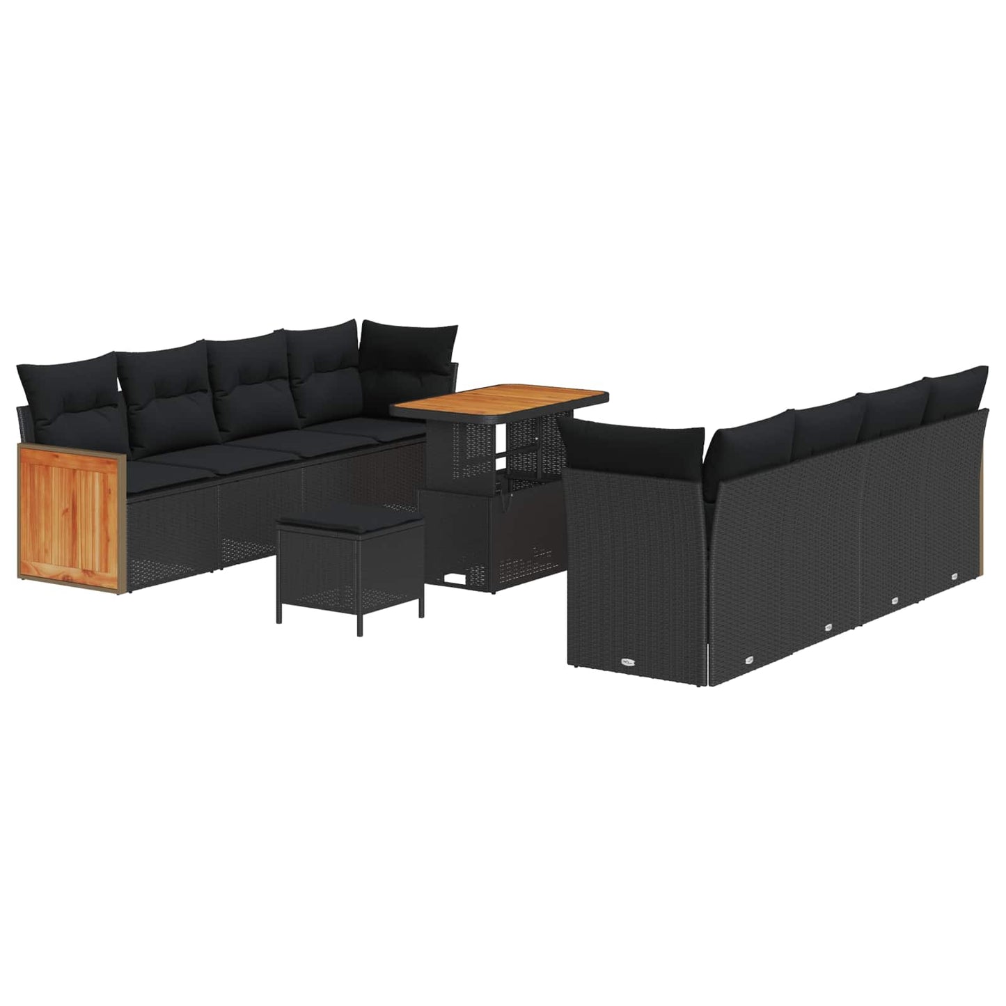 Set Divano da Giardino con cuscino 11 pcs Nero | homemem39