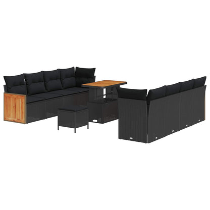 Set Divano da Giardino con cuscino 11 pcs Nero | homemem39