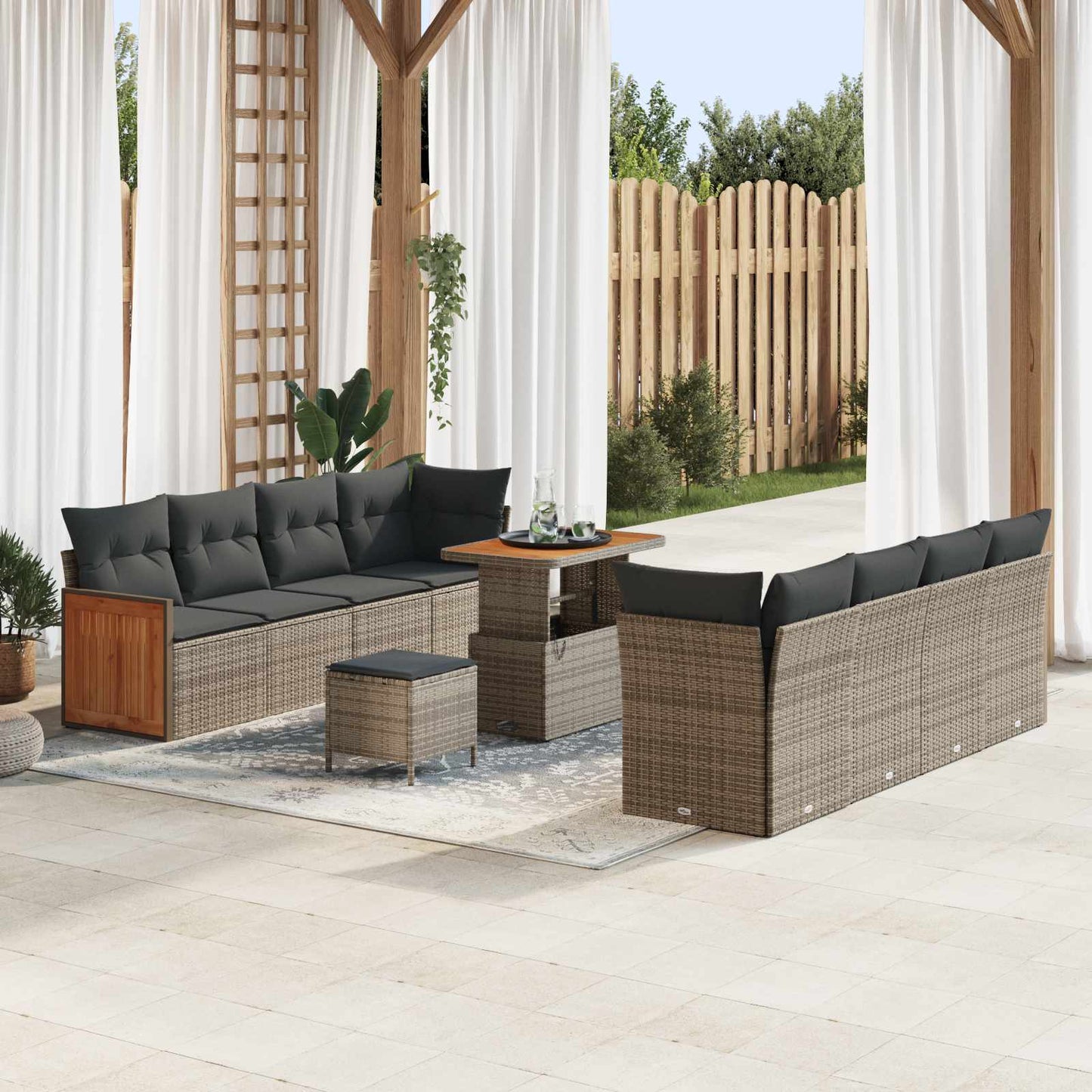Set Divano da Giardino con cuscino 11 pcs Grigio | homemem39