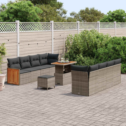 Set Divano da Giardino con cuscino 11 pcs Grigio | homemem39