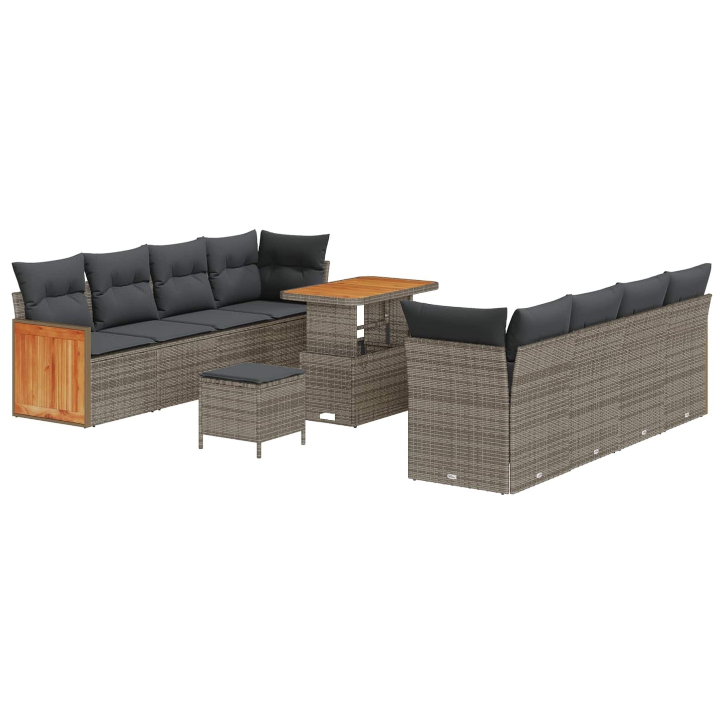Set Divano da Giardino con cuscino 11 pcs Grigio | homemem39