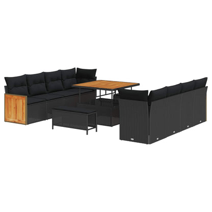 Set Divano da Giardino con cuscino 11 pcs Nero | homemem39