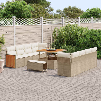Set Divano da Giardino con cuscino 11 pcs Beige e Crema