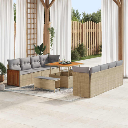 Set Divano da Giardino con cuscino 11 pcs Beige e Grigio Chiaro | homemem39
