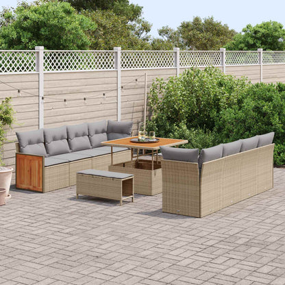 Set Divano da Giardino con cuscino 11 pcs Beige e Grigio Chiaro | homemem39